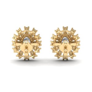 REYES 1.75ct Moissanite Boucles d'oreilles en or jaune 14K 18K 22K Halo massif Anniversaire de mariage Bijoux fins pour femmes - Product Image 4