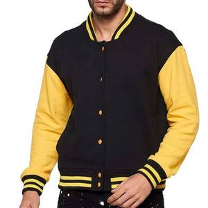 Vestes de baseball décontractées pour hommes avec logo personnalisé OEM, style vintage, lettres brodées, manches en cuir, vestes pour hommes - Product Image 1