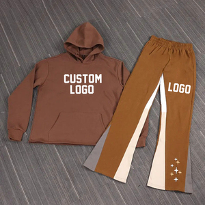 Patchwork de jogging personnalisé pour hommes, lavage à l'acide, sweat à capuche court en coton lourd, broderie appliquée, automne, entraînement pour adultes - Product Image 3