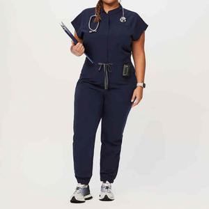 Moda Hospital tejido Ecológico Poliéster Spandex Jogger Mujeres Scrub Sets Custom Scrubs Uniforme Conjuntos - Product Image 1