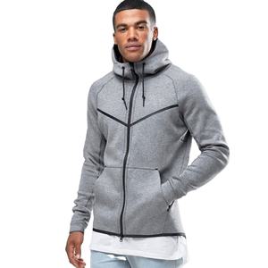 Sweat à capuche à fermeture éclair en polaire grise de haute qualité pour hommes sweat à capuche avec logo personnalisé en gros 100% coton sweats à capuche de sport surdimensionnés pour hommes - Product Image 1
