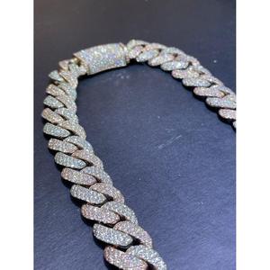 Collier chaîne cubaine en moissanite plaqué or rose pour homme, bijou hip-hop imposant, entièrement serti, coupe brillante ronde 16 mm - Product Image 5
