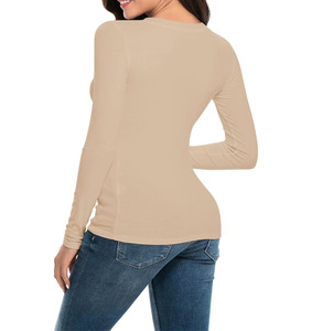 Camiseta de Manga Larga 100% Algodón para Mujer, Camiseta de Manga Larga con Logotipo Personalizado para Mujer, Camisetas Básicas de Estilo Urbano - Product Image 2