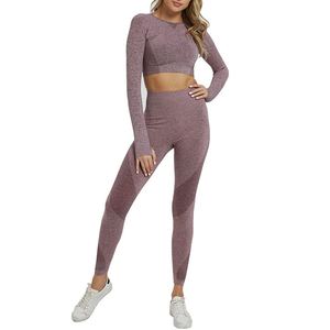 Womens Gym Fitness Conjunto de dos piezas Leggings de cintura alta y Yoga Top Venta al por mayor Activewear por encargo de alta calidad - Product Image 4