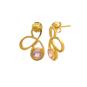Boucles d'oreilles en argent Sterling 925 de forme ronde, Quartz rose Hydro - Product Image 1