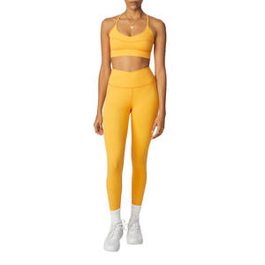 Leggings deportivos ligeros de cintura alta para mujer, conjunto de Yoga de cintura media para mujer, precio de patrón sólido, novedad - Product Image 1