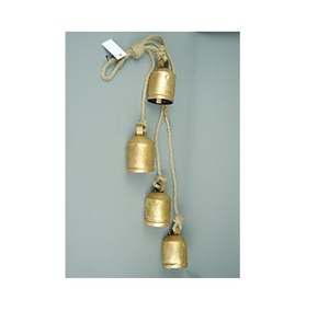 Farmhouse Metal Jingle Bells New Design Small Antique Patina Brass Christmas <b>Tree</b> Decoration with Hanging Rope Bells - Product Image 2