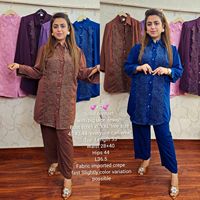 Ensemble musulman traditionnel deux pièces Coord pour femmes modeste chemisier en dentelle florale cordon de pantalon nouvelle version dinde en gros inde malaisie