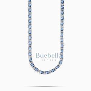 Hot Sale 6mm Moissanite Pass Diamond <b>Tester</b> 925 Silver 14k White <b>Gold</b> Plated Blue Radiant Tennis Chain Fine Jewelry - Product Image 3