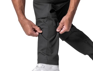 Pantalones deportivos ligeros de poliéster para hombre, pantalones cargo apilados negros de cintura media de Algodón 100% con bolsillos grandes - Product Image 6