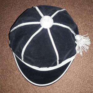 Premium Quality Velvet Sporty Dot <b>Design</b> Honour Rugby <b>Caps</b> Silver Braid Custom Color Option with Silver Fringe Tassel OEM/ODM - Product Image 1