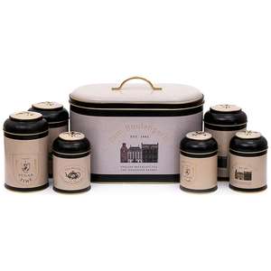 Juego de cocina de caja de lata redonda de 7 piezas Tapa de cúpula Diseño de textura de lino inspirado en café vintage
Diseño Azura - Product Image 1