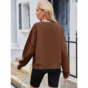 OEM personalizado sudadera de algodón de gran tamaño de las mujeres Casual de manga larga de cuello redondo Jersey de uso diario al por mayor sudaderas con capucha - Product Image 3