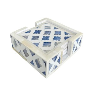 Posavasos de madera con incrustaciones de perlas, conjunto decorativo de resina de alta calidad, artesanía india - Product Image 5