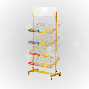 ADONG Snack Display Shelf | Single-Sided 4-Tier Metal Rack with Logo <b>Printing</b> | OEM Vietnam A43 - Product Image 1