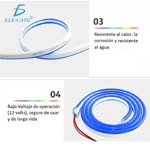 Ruban LED Néon Flexible Lumière Chaude IP65/67 pour Décoration Intérieure/Extérieure Rouge/Bleu/Vert/Jaune CCT 5m Éliminateur Inclus - Product Image 2