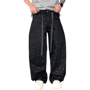 กางเกงลำลองผู้ชายแบบใหม่ล่าสุด ลวดลายย้อมสีแบบ Acid Wash ประดับคริสตัล  ผ้าฝ้าย  รับสกรีนโลโก้ กางเกงวอร์มผู้ชาย กางเกงผู้ชายประดับคริสตัล - Product Image 3