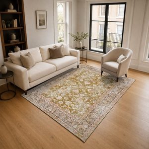 <b>RUGS</b> DEPOT LXDP-0157 Wholesale Beige Brown Traditional Medallion Digital Printed Machine Washable Chenille Area <b>Rug</b> <b>Non</b> <b>Slip</b> - Product Image 2