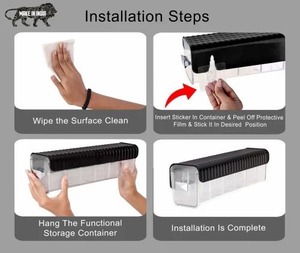 Boîte de rangement murale en plastique Transparent couvercle à charnière Six compartiments Portable pour l'organisation cosmétique de salle de bain de bureau à domicile - Product Image 3