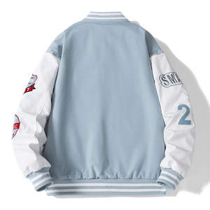 แจ็คเก็ตเบสบอลแบบครอป ผ้ากำมะหยี่หนา พิมพ์ลายออฟเซ็ต ปักลาย  สำหรับผู้ผลิตแบบดรอปชิปปิ้ง - Product Image 2