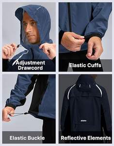 Veste coupe-vent longue pour homme de marque en gros, col montant, logo frontal, légère, coupe-vent, imperméable - Product Image 6