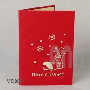 Tarjetas de felicitación de papel 3D cortadas con láser personalizadas, zapatos de Navidad y casa para invitación el día de Navidad hechas en Vietnam - Product Image 2