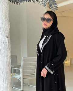 Abaya de luxe en soie faite à la main pour adultes, manches longues, anti-rides, vêtements traditionnels pour la prière musulmane - Product Image 3