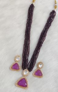 Conjunto de Collar de Latón y Piedra Doble de Moissanita para Mujer, Estilo Casual, Complementa Tanto la Ropa Étnica como la Occidental - Product Image 5