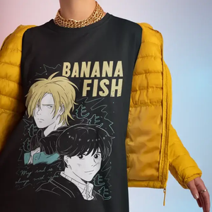 T-shirt Ash Lynx Eiji Okumura Banana Fish en jersey 100 % coton, coupe ample avec motif respirant, étiquette personnalisée, vêtements - Product Image 2