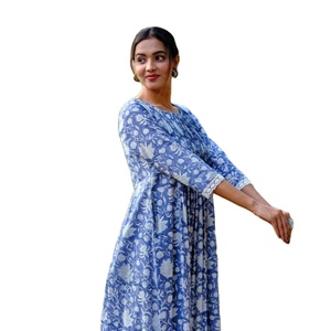 ชุดกิโมโนผ้าฝ้ายพิมพ์ลายยาวถึงเข่าสำหรับผู้หญิงชุดเดรสกิโมโนผ้าฝ้ายดีไซน์ใหม่ผู้ผลิตและผู้จัดจำหน่าย - Product Image 1