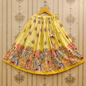 Conjunto de Lehenga Choli para Niñas Shoryam Fashion, Blusa con Estampado Floral Jaipuri |   Traje Mehndi para Fiesta de Boda Diwali - Product Image 4