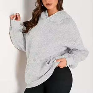 เสื้อฮู้ดผู้หญิงผ้าคอตตอนบุผ้าคอตตอนระบายอากาศได้ดีเสื้อลำลองแนวสตรีทเสื้อฮู้ดไหล่ตกเป็นมิตรต่อสิ่งแวดล้อม - Product Image 2