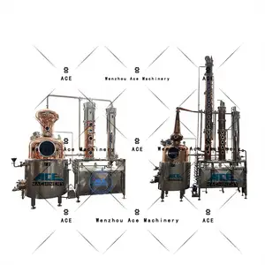 Destilaria de uísque Ace US Maket Máquina de destilação de álcool com aquecimento elétrico Destilador de Gin com coluna de cobre fracionado