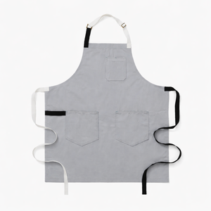 Orange Canvas Bib <b>Apron</b> with 3 Pockets Reusable Durable Fashionable Woven Simple Style Machine Washable for Cooking Daily Use - Product Image 3