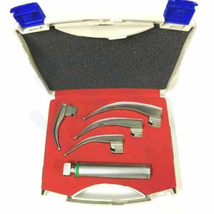 Juego de laringoscopio Macintosh de acero inoxidable de fibra óptica LED, 4 cuchillas, fuente de alimentación Manual, funda protectora de Clase II certificada CE - Product Image 1