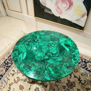 Table basse en malachite artisanale, moderne et écologique, de qualité supérieure, pour un salon de luxe ou une villa, idéale pour Diwali - Product Image 1