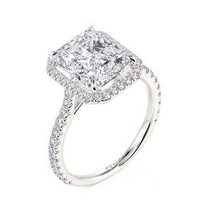 Jeulia Rhodium Plated Floating Halo Radiant Cut Engagement <b>Ring</b> <b>Adjustable</b> - Product Image 2