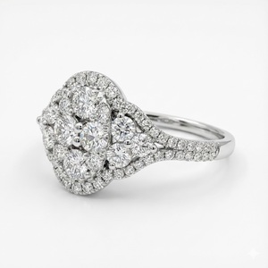 Bague de mariage demi-entourée classique en or blanc 18 carats avec diamant naturel à 100 %, style solitaire juif, pour femme, vente en gros de bijoux de Chine - Product Image 2