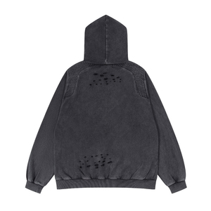 OEM de qualité supérieure pour hommes Sweats à capuche thermiques à fermeture éclair complète avec décoloration par le soleil Sweats à capuche personnalisés à broderie vintage - Product Image 3