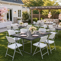 Table et chaises pliantes en plastique de qualité supérieure pour l'extérieur, 4 pieds/5 pieds/6 pieds/8 pieds, pour fêtes, mariages, événements de jardin, table pliable en plastique HDPE pour l'extérieur