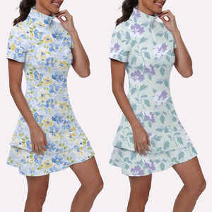 Custom Designed Short Sleeve Golf Jumpsuit Stretchable One-Piece Sports <b>Dress</b> for <b>Tennis</b> Sublimation Printing Set - Product Image 1