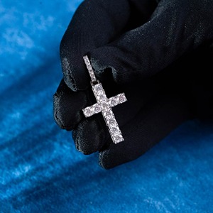 Collar con colgante de moissanita entrecruzado, joyería única de plata 925 con corte redondo helado para hombres y mujeres para regalo de cumpleaños y Navidad - Product Image 5