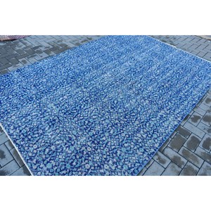 Alfombra Turca Vintage Grande de 6.46x9.3 pies, Alfombra de Lana Azul del Suroeste - Product Image 2