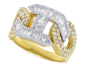 Anillo de diamante de moissanita de estilo cubano para hombre Baguette de plata de ley S925 y anillo de fiesta de corte redondo - Product Image 2