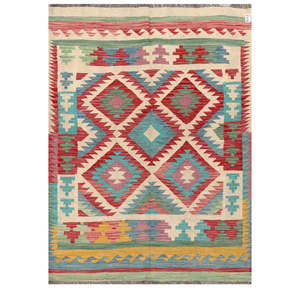 Alfombra Kilim de Maimana, Afganistán, 207 x 150 cm, Alfombras y Conjuntos Tradicionales Afganos - Product Image 1
