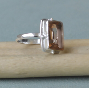 Dainty Peach Morganite Gemstone Bague de mariage en argent sterling 925 Cadeau de bijoux de mode élégant - Product Image 3