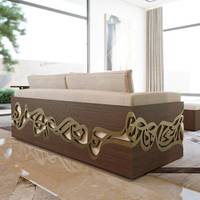 Canapé de salon en bois de teck arabe de luxe Accent de calligraphie dorée pour la maison hôtel bureau moyen-orient Émirats arabes unis Dubaï Turquie marché