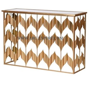 Mesa de consola de muebles para el hogar y la oficina de calidad de lujo, mesa de consola antigua de Metal de gran tamaño con tapa de cristal para proveedor mayorista - Product Image 6