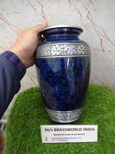 Urnas funerarias de aluminio de diseño hecho a mano, urnas de cremación de Metal de nube azul, urnas para adultos terminadas, urnas azules grabadas a mano indias - Product Image 6