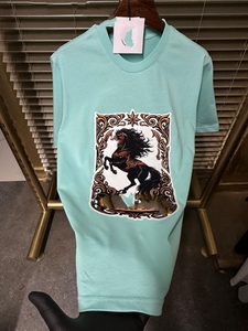 Camiseta de Manga Corta para Hombre, Talla Grande, de Seda/Algodón, con Estampado Animal, 300 Gramos, Anti-Pilling, Cuello Redondo, Casual, Transpirable, Ecológica, OEM, ODM - Product Image 2